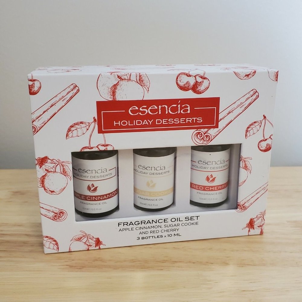 Esencia Holiday Desserts Fragrance Oil Set, 3 Bottles NIB